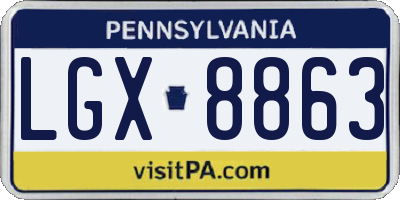 PA license plate LGX8863