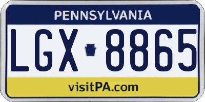 PA license plate LGX8865