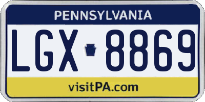 PA license plate LGX8869