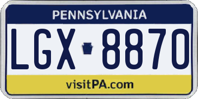 PA license plate LGX8870