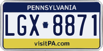 PA license plate LGX8871
