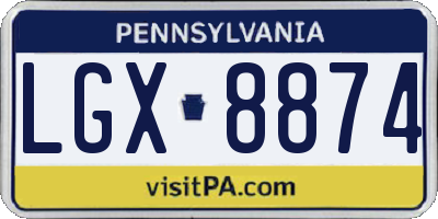 PA license plate LGX8874