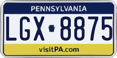 PA license plate LGX8875
