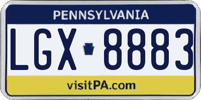PA license plate LGX8883