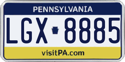 PA license plate LGX8885