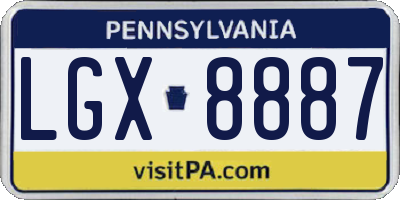 PA license plate LGX8887
