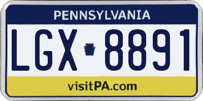 PA license plate LGX8891