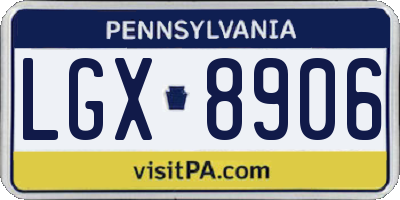 PA license plate LGX8906
