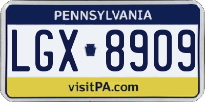 PA license plate LGX8909