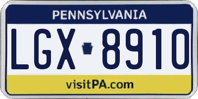 PA license plate LGX8910