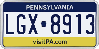PA license plate LGX8913