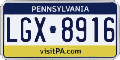PA license plate LGX8916