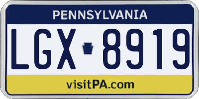 PA license plate LGX8919