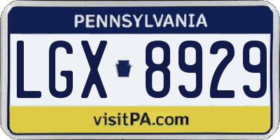 PA license plate LGX8929