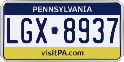 PA license plate LGX8937