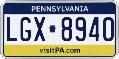 PA license plate LGX8940