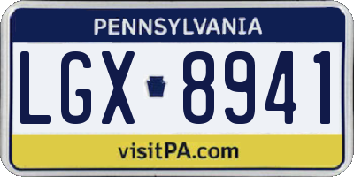 PA license plate LGX8941