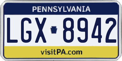 PA license plate LGX8942