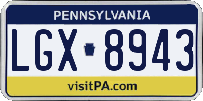 PA license plate LGX8943
