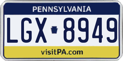 PA license plate LGX8949