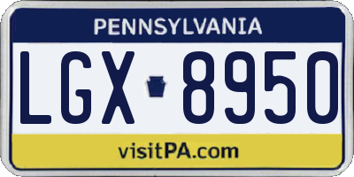 PA license plate LGX8950