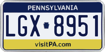 PA license plate LGX8951
