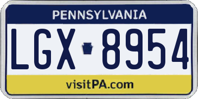 PA license plate LGX8954
