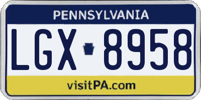 PA license plate LGX8958