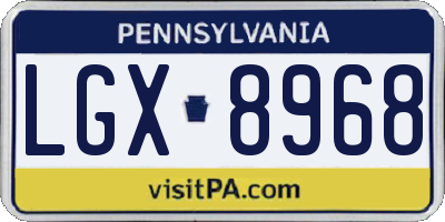 PA license plate LGX8968