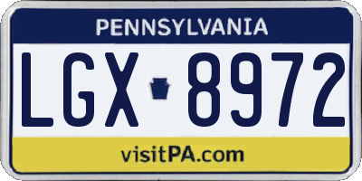 PA license plate LGX8972