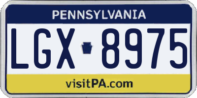 PA license plate LGX8975