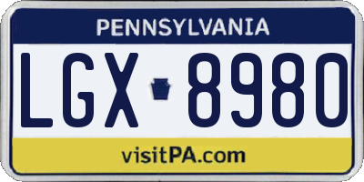 PA license plate LGX8980