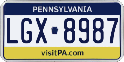 PA license plate LGX8987