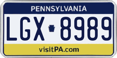 PA license plate LGX8989