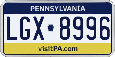 PA license plate LGX8996
