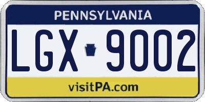 PA license plate LGX9002