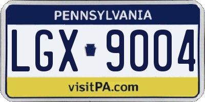 PA license plate LGX9004