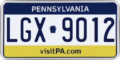 PA license plate LGX9012
