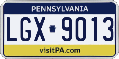 PA license plate LGX9013