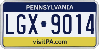 PA license plate LGX9014