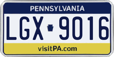 PA license plate LGX9016