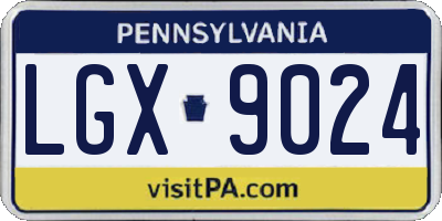 PA license plate LGX9024