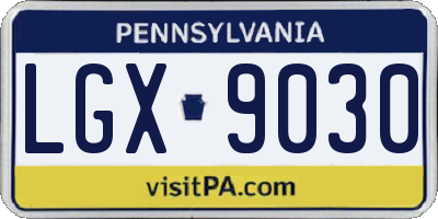 PA license plate LGX9030