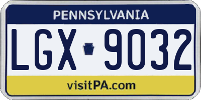 PA license plate LGX9032