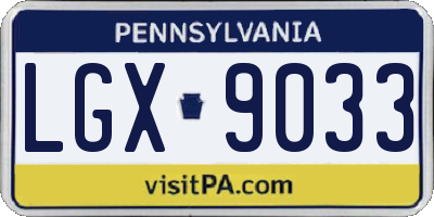 PA license plate LGX9033