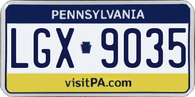 PA license plate LGX9035