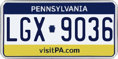 PA license plate LGX9036