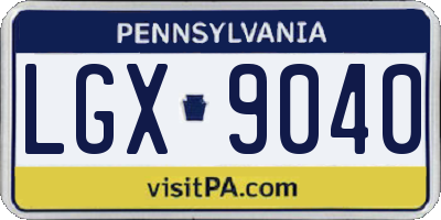 PA license plate LGX9040