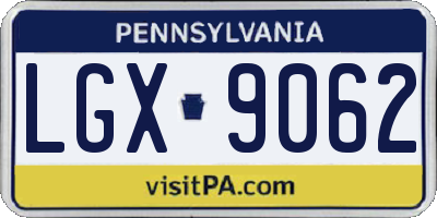 PA license plate LGX9062