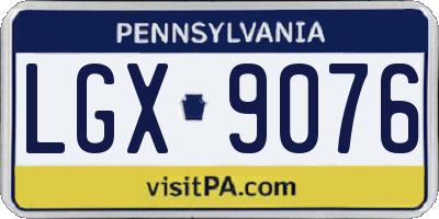 PA license plate LGX9076